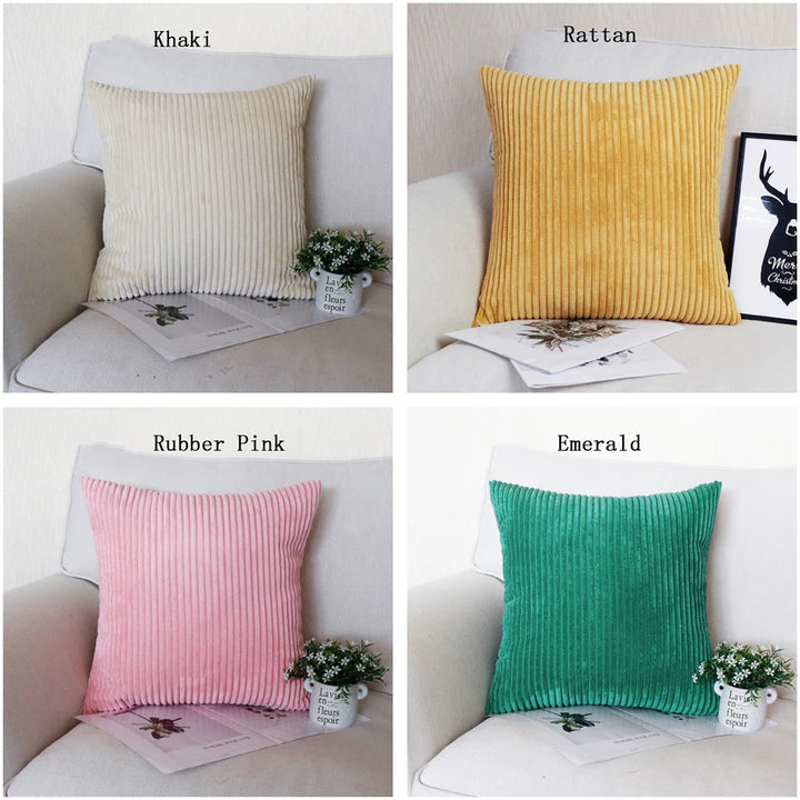 Striped Corduroy Cushion Cover Soft Nordic Pillow Case