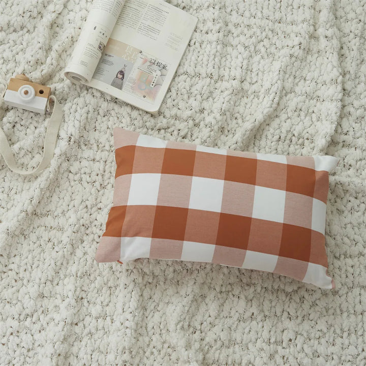 Orange Plaid Cushion Cover for Sofa & Autumn Décor