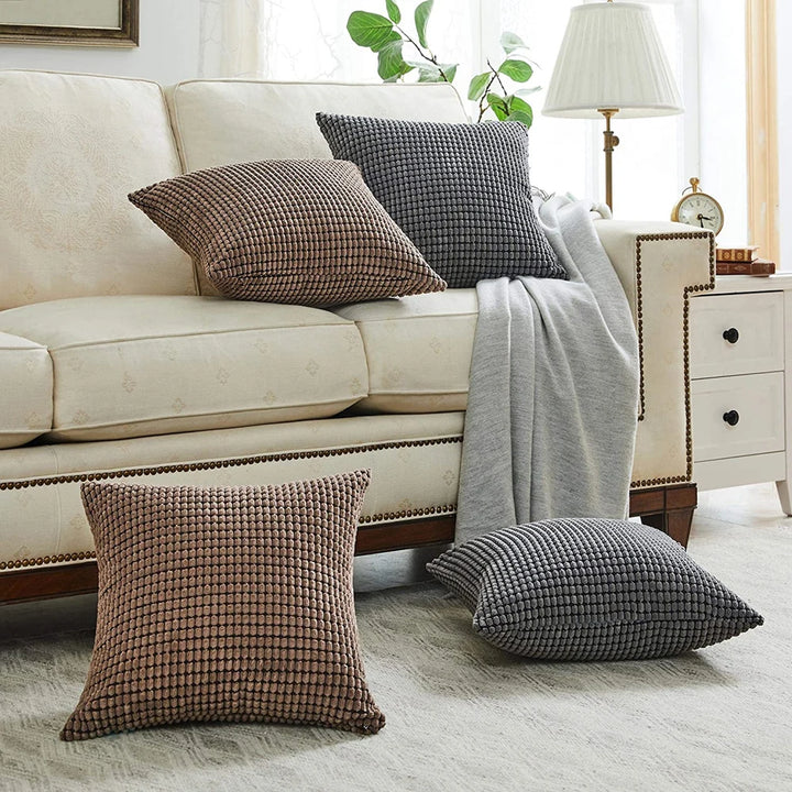 Soft Corduroy Corn Stripe Cushion Cover
