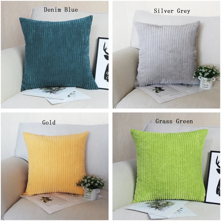 Striped Corduroy Pillow Cover Nordic Soft Decorative Case