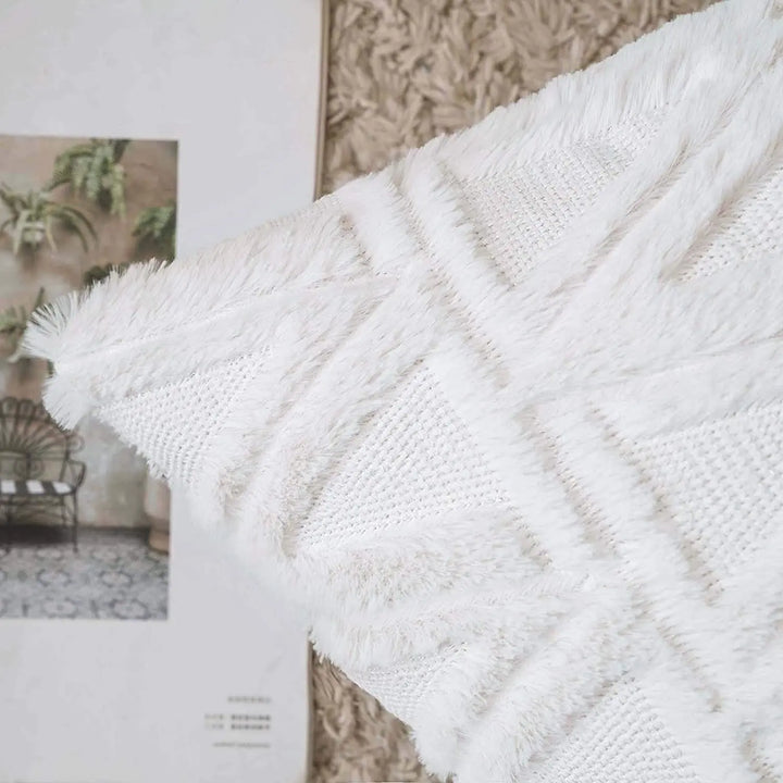 Luxury Plush Embroidered Cushion Cover – Soft Faux Wool