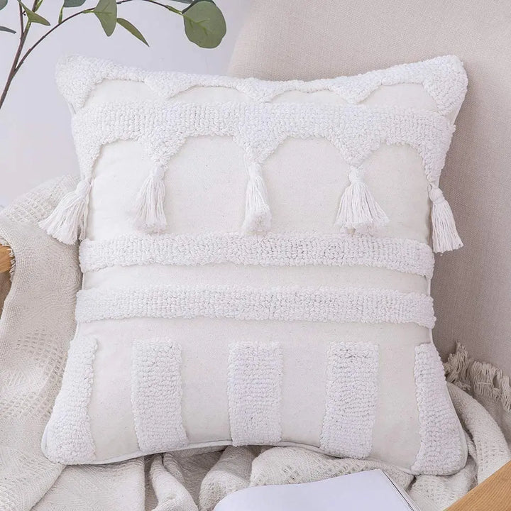 Moroccan Boho Tufted Tassel Cushion Cover – Decorative Pillow