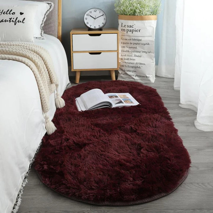 Oval Silky Plush Soft Rug for Modern Living Room