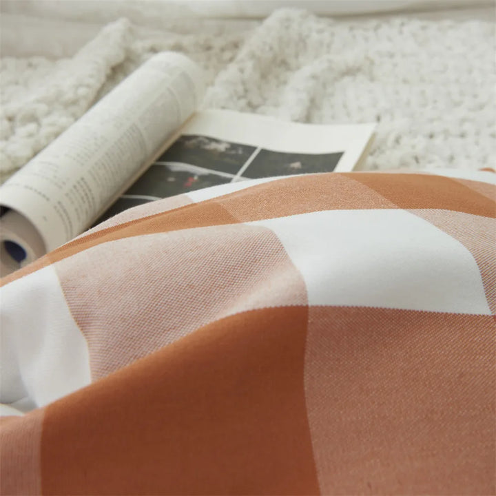 Orange Plaid Cushion Cover for Sofa & Autumn Décor