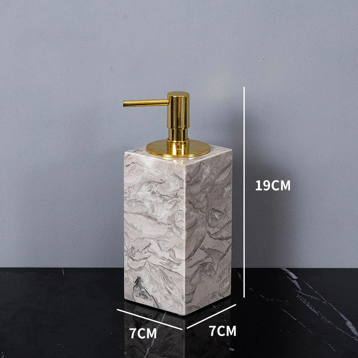 Natural Marble Bathroom Set – Soap Dispenser, Toothbrush Holder & Tray