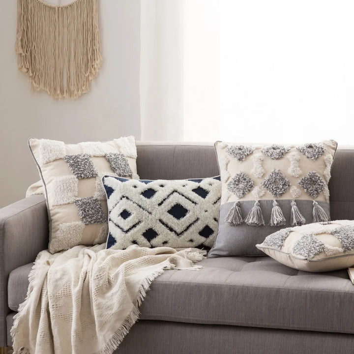Boho Tufted Pillow Cover – Tassel Cotton Cushion Case
