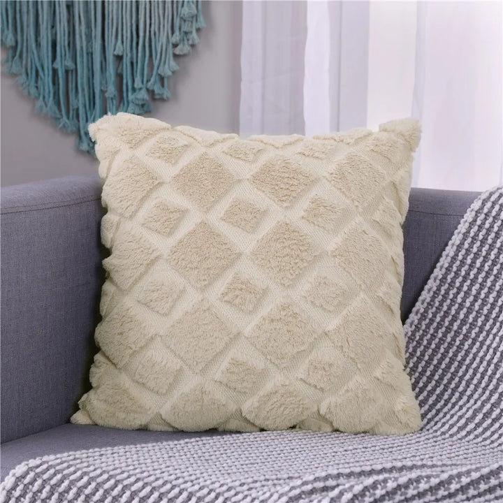 Luxury Plush Embroidered Cushion Cover – Soft Faux Wool