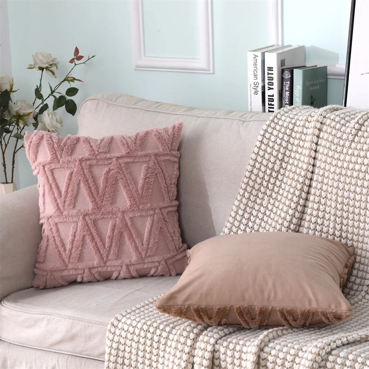 Soft Plush Faux Wool Throw Pillow Covers – Luxury Nordic Embroidered Cushion Cases for Sofa, Bed & Living Room Decor