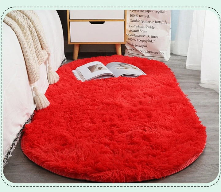 Oval Silky Plush Soft Rug for Modern Living Room