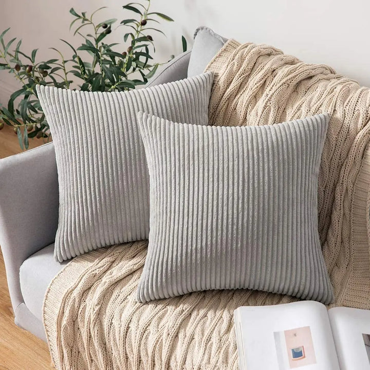 Large Soft Corduroy Cushion Cover – Nordic Striped Pillowcase