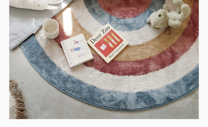 Nordic Cartoon Plush Rug – Non-Slip Semicircle Kids Mat