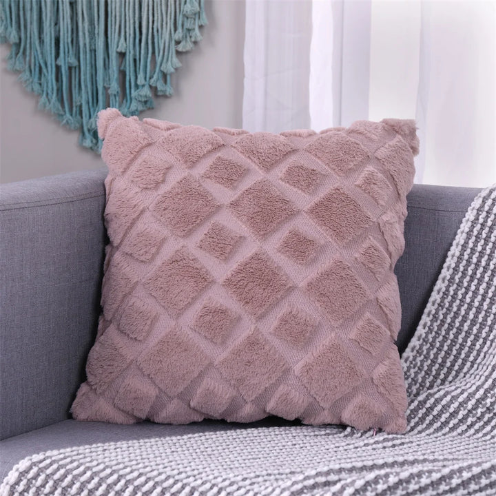Luxury Faux Wool Embroidered Pillow Cover – Soft Plush Cushion
