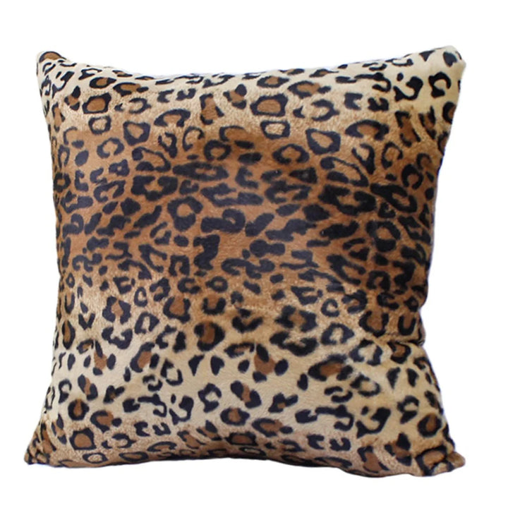 Leopard Print Faux Fur Pillow Cover – Soft Plush Cushion