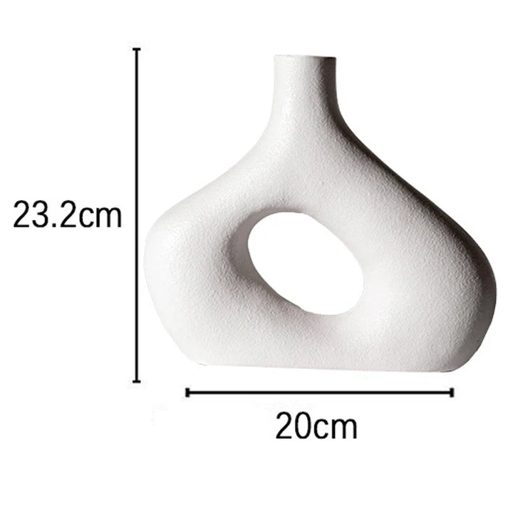 Matte Ceramic Nordic Vase – Minimalist Decorative Flowerpot for Dried Flowers, Living Room, Office & Home Decor