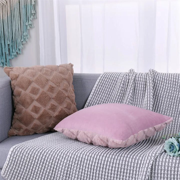 Luxury Faux Wool Embroidered Pillow Cover – Soft Plush Cushion