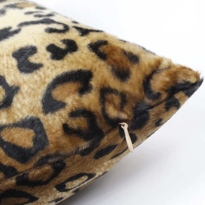 Leopard Print Faux Fur Pillow Cover – Soft Plush Cushion