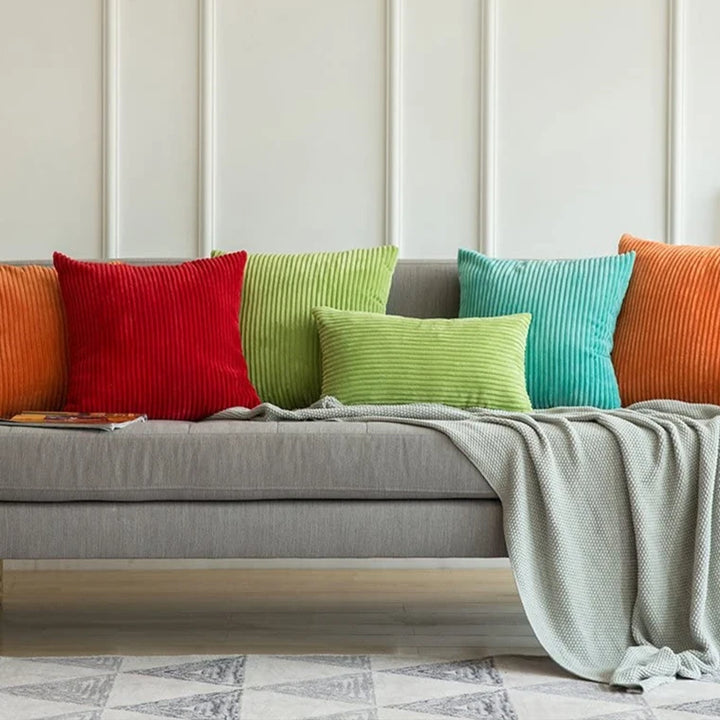 Supersoft Corduroy Cushion Cover – Solid Striped Pillowcase
