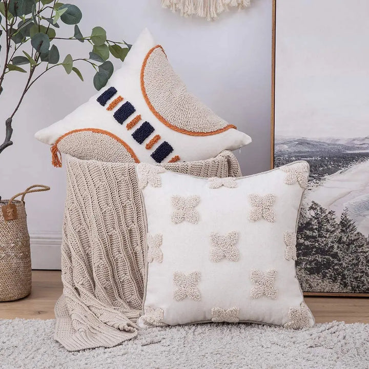 Moroccan Boho Tufted Tassel Cushion Cover – Decorative Pillow