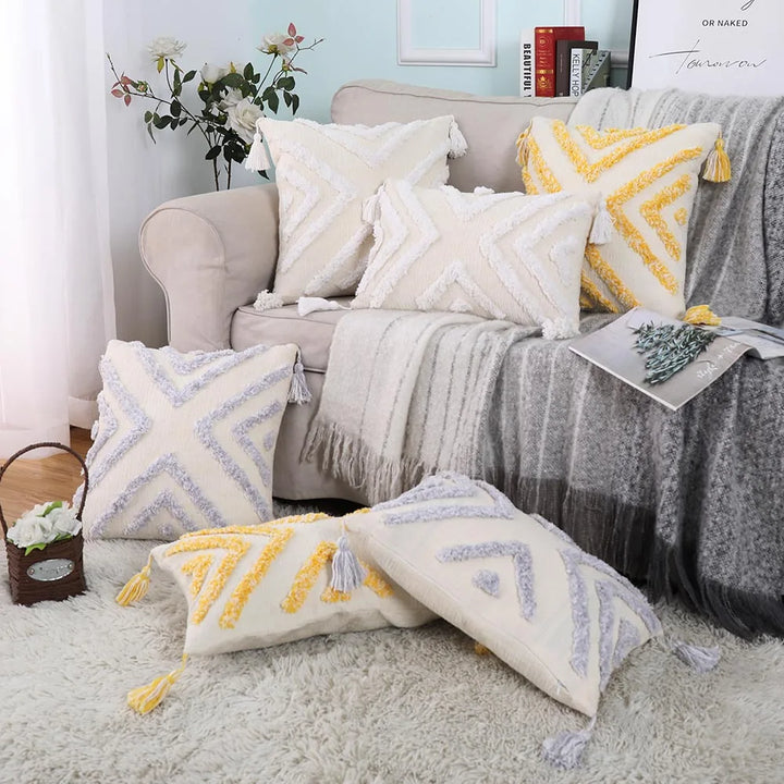 Boho Chenille Tufted Pillow Cover – Morocco Style Cushion
