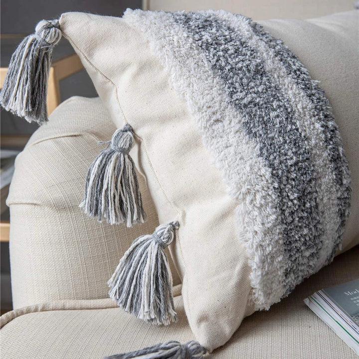 Boho Tufted Tassel Cushion Covers – Luxury Cotton Macrame Decorative Pillow Cases for Sofa, Bed & Living Room Decor