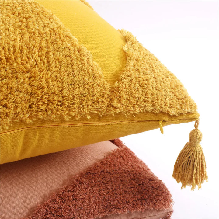 Boho Tufted Pillow Cover – Tassel Cotton Cushion Case