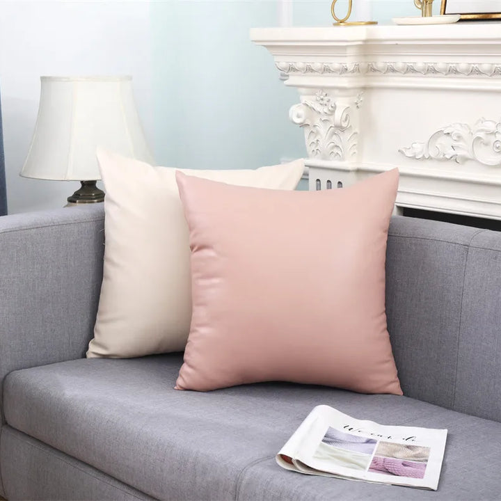 Luxury Faux Leather Cushion Cover – Modern Decorative