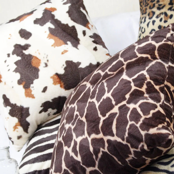 Leopard Print Faux Fur Pillow Cover – Soft Plush Cushion