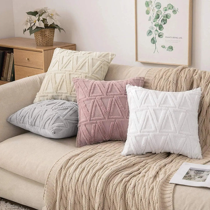 Luxury Plush Embroidered Cushion Cover – Soft Faux Wool