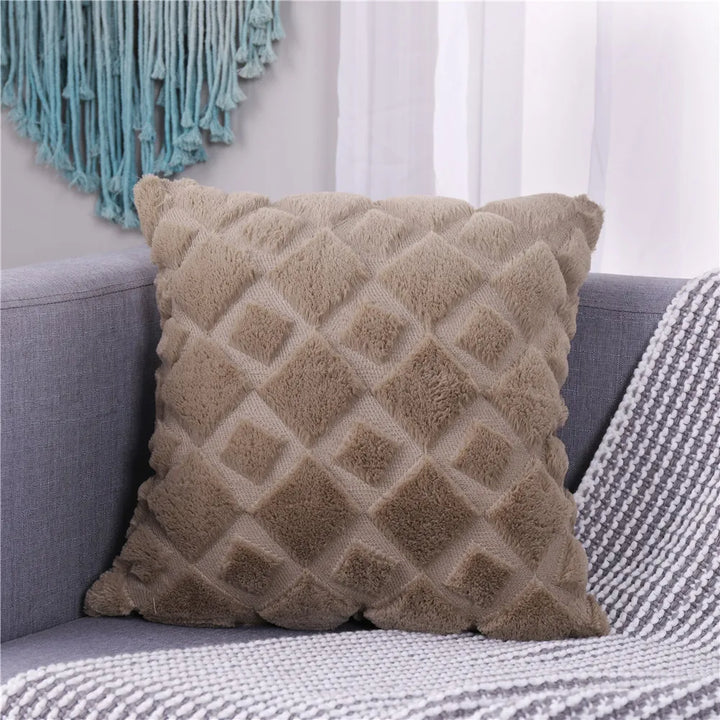 Luxury Plush Embroidered Cushion Cover – Soft Faux Wool