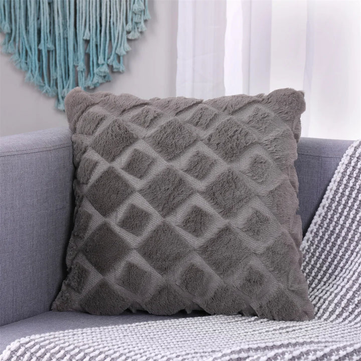 Luxury Faux Wool Embroidered Pillow Cover – Soft Plush Cushion