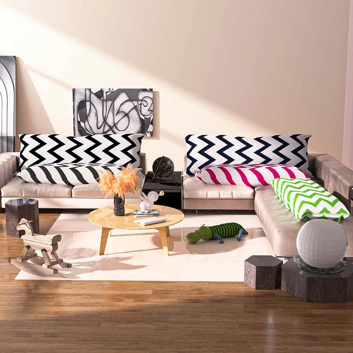 Nordic Cotton Long Pillow Case – Soft Wave Body Pillow Cover