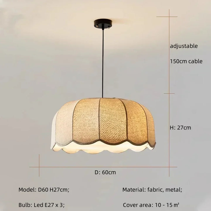 Wabi Sabi Linen Pendant Light – Nordic Minimalist Chandelier