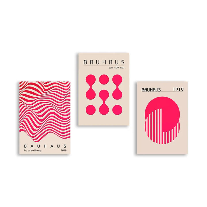 Pink Bauhaus Abstract Canvas Print – Modern Wall Art