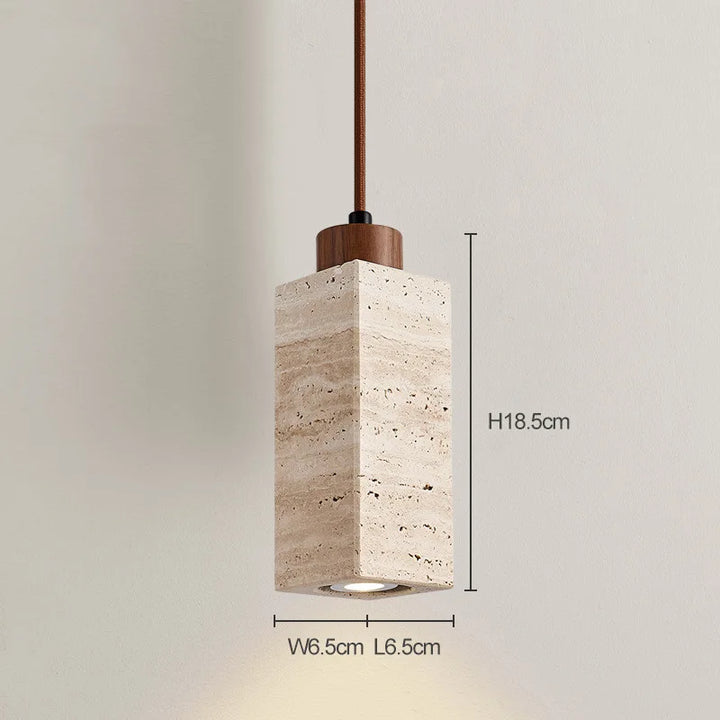 Yellow Travertine Pendant Lamp – Wabi-Sabi Marble Light