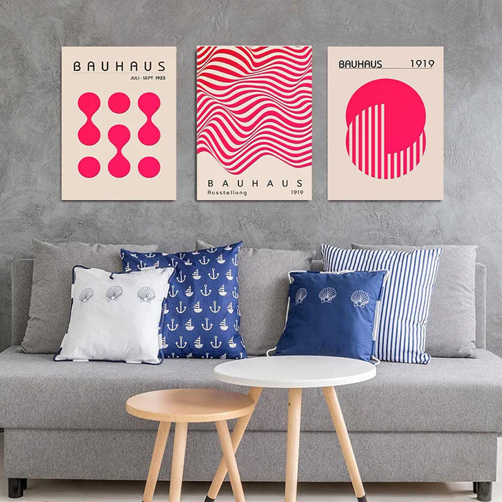 Pink Bauhaus Abstract Canvas Print – Modern Wall Art