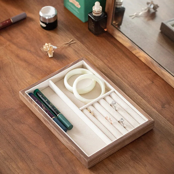 Black Walnut Wood Jewelry Box – Large Stackable Storage