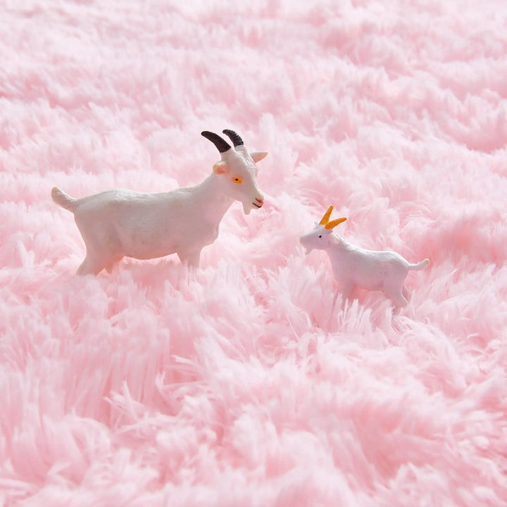 Round Plush Carpet – Gray Fluffy Area Rug for Living Room