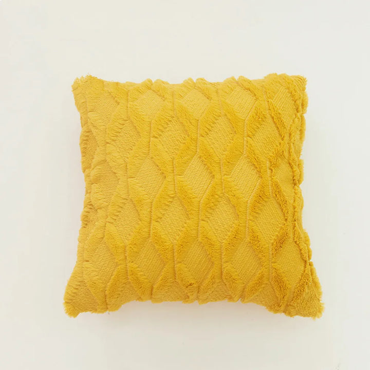 3D Plush Geometric Embroidered Cushion Cover