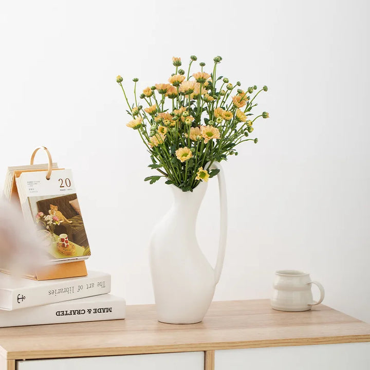 Single Ear Porcelain Vase – Modern Boho Centerpiece