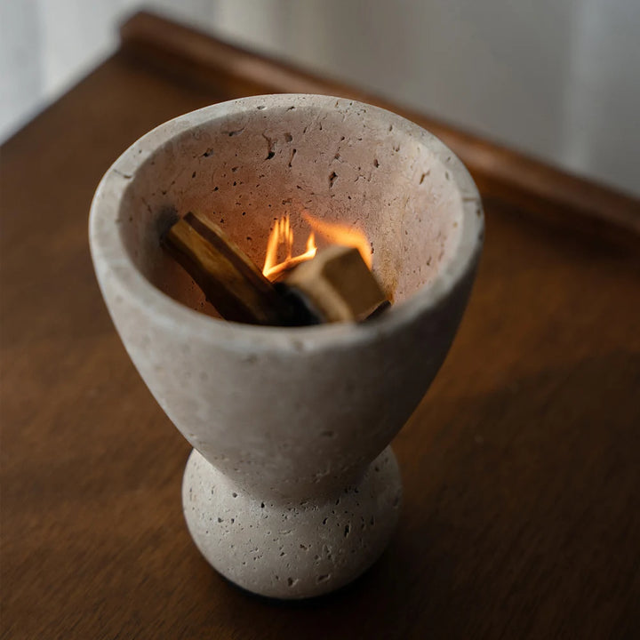 Vintage Travertine Incense Holder – Wood Palo Santo Burner