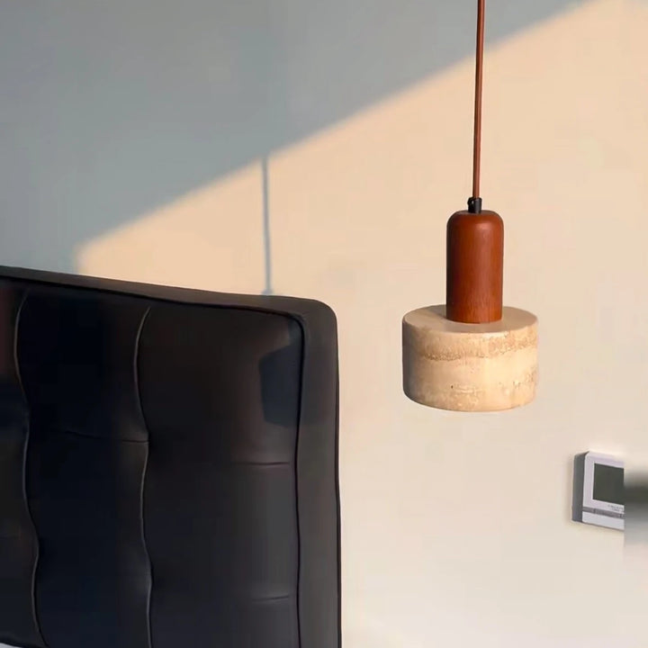 Yellow Travertine Pendant Lamp – Wabi-Sabi Marble Light