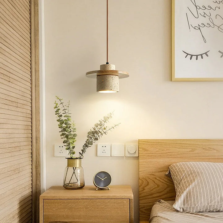 Japanese Minimalist Stone Pendant Light – LED Indoor Lamp