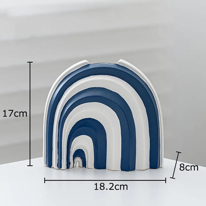 Blue and White Striped Ceramic Vase – Modern Decor