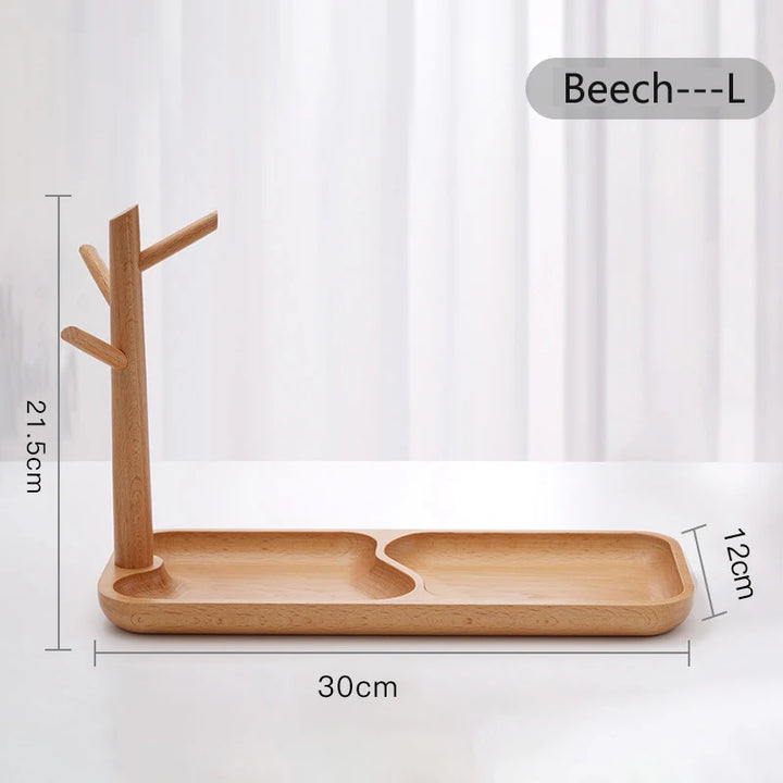 Wooden Key Storage Tray with Tree Design – Entrance Foyer Organizer, Jewelry Holder & Decorative Display Stand