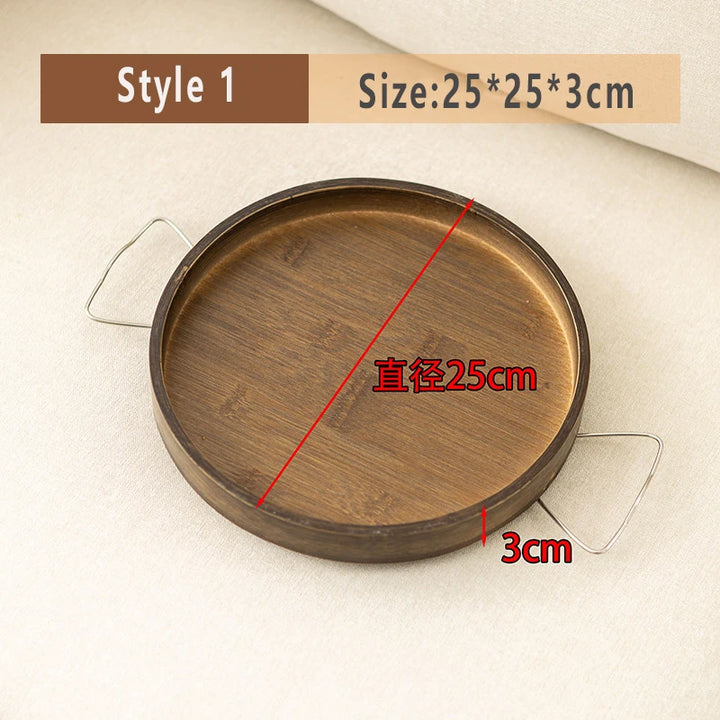 Bamboo Fruit Plate Tray – Modern Minimalist Serving Tray for Tea Table, Coffee Corner, or Small Mobile Tabletop