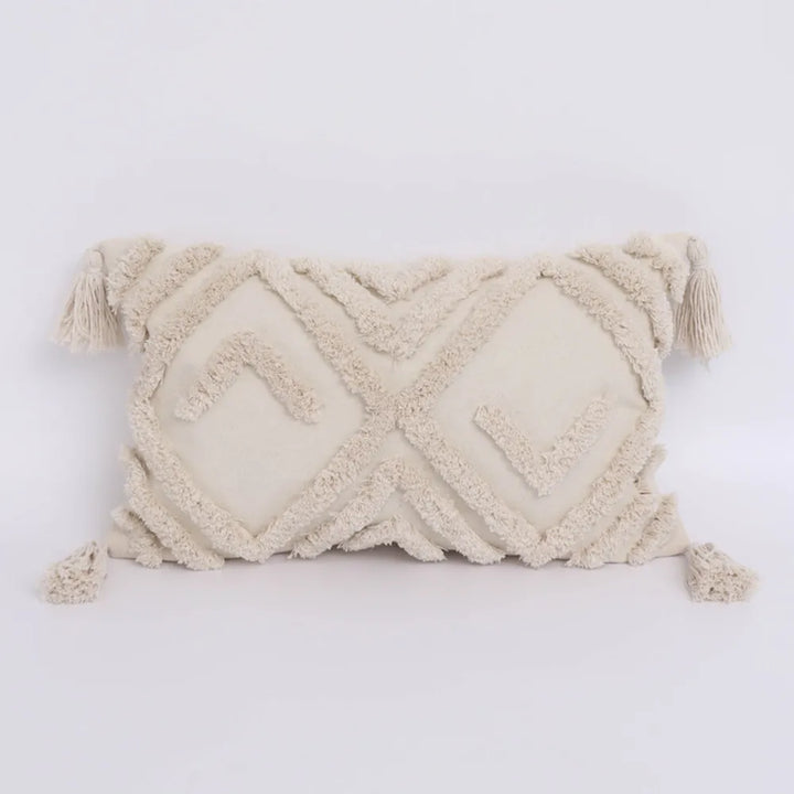 Boho Tassel Cushion Cover – Tufted Moroccan Macrame Pillow