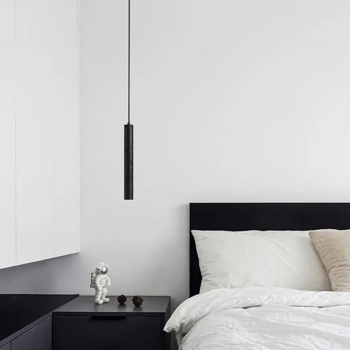 Industrial Black Stone Pendant Lamp – Nordic Retro LED Chandelier