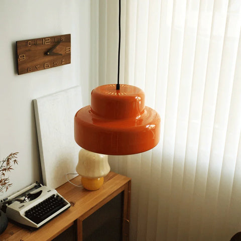 Bauhaus Vintage Orange Pendant Lamp – Retro Iron Light