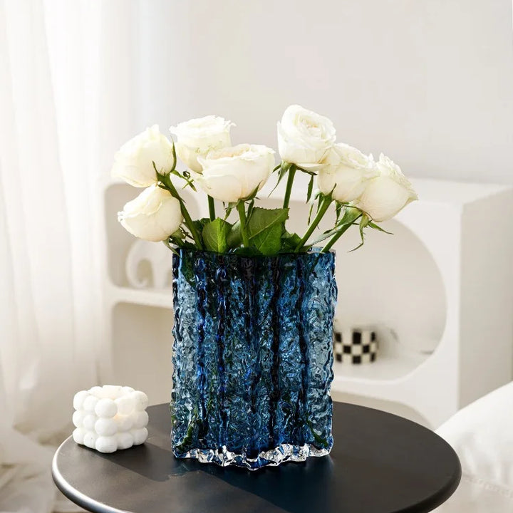 Creative Glacier Glass Vase – Modern Transparent Decor