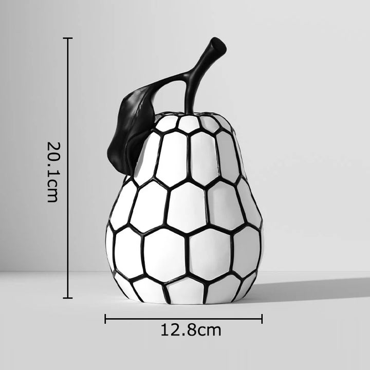 Black & White Stripe Fruit Statue – Modern Resin Decor
